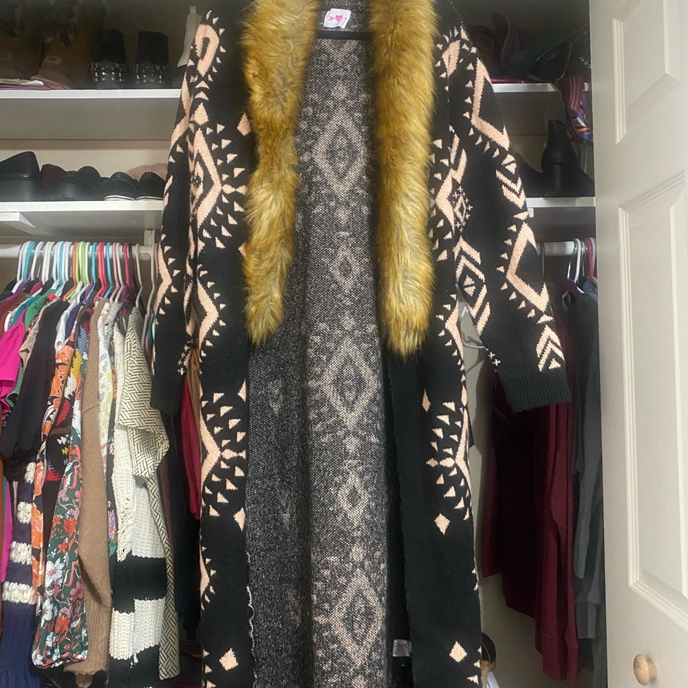 Buddy Love faux fur collar cardigan